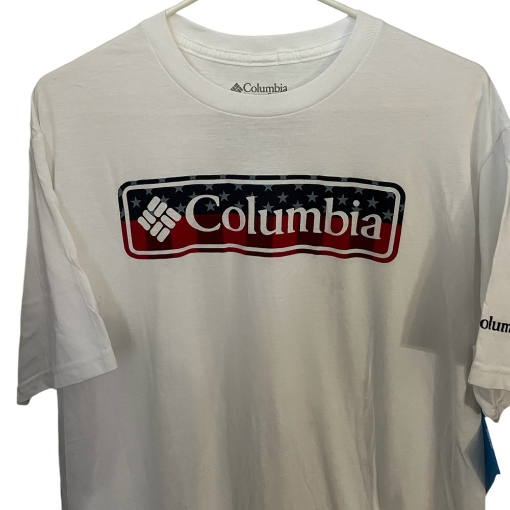 Columbia Men’s Large American Flag Logo Tee – White – NWT - Picture 4 of 8